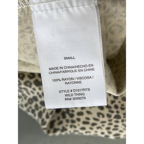 Thread and Supply Womens S Slip Midi Dress Beige Black V Neck Leopard Cheetah - Picture 6 of 7